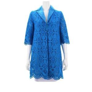 ANNA SAMMARONE TEAL COTTON EYELET COAT SIZE 2